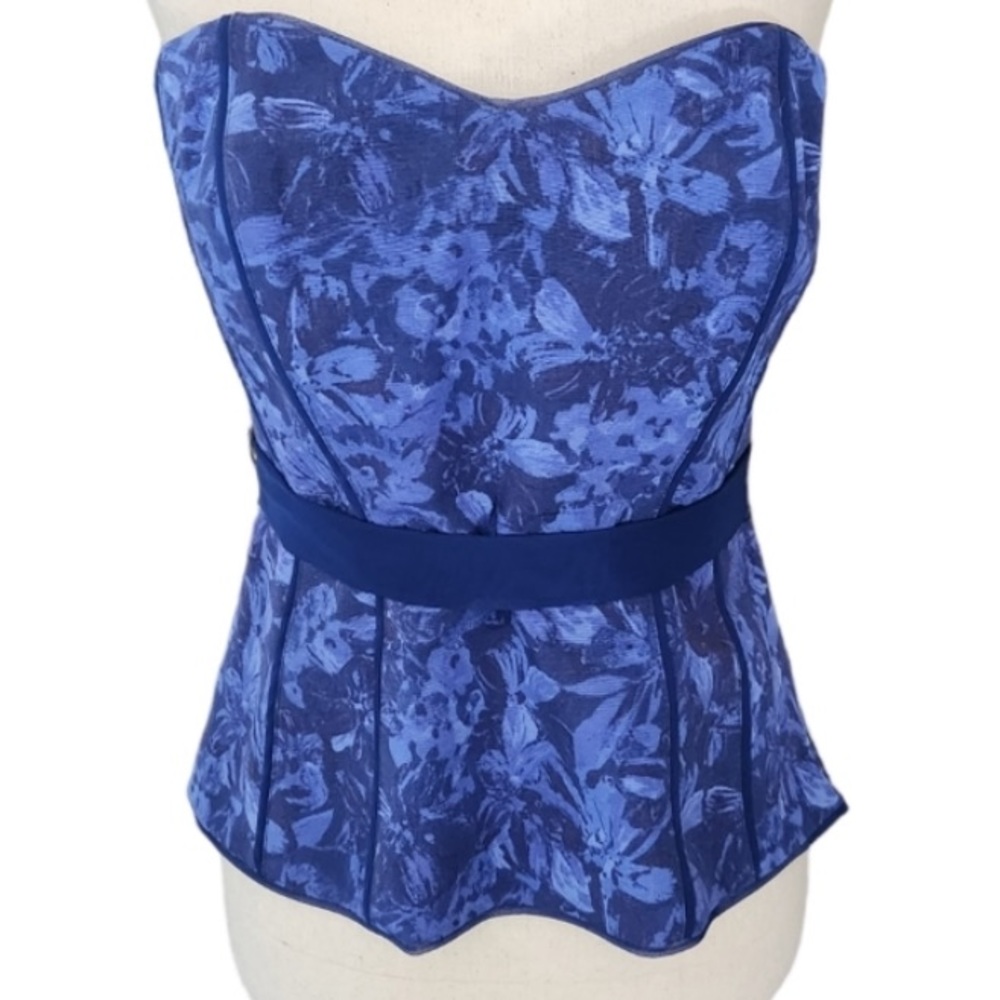 White House black market blue floral corset
